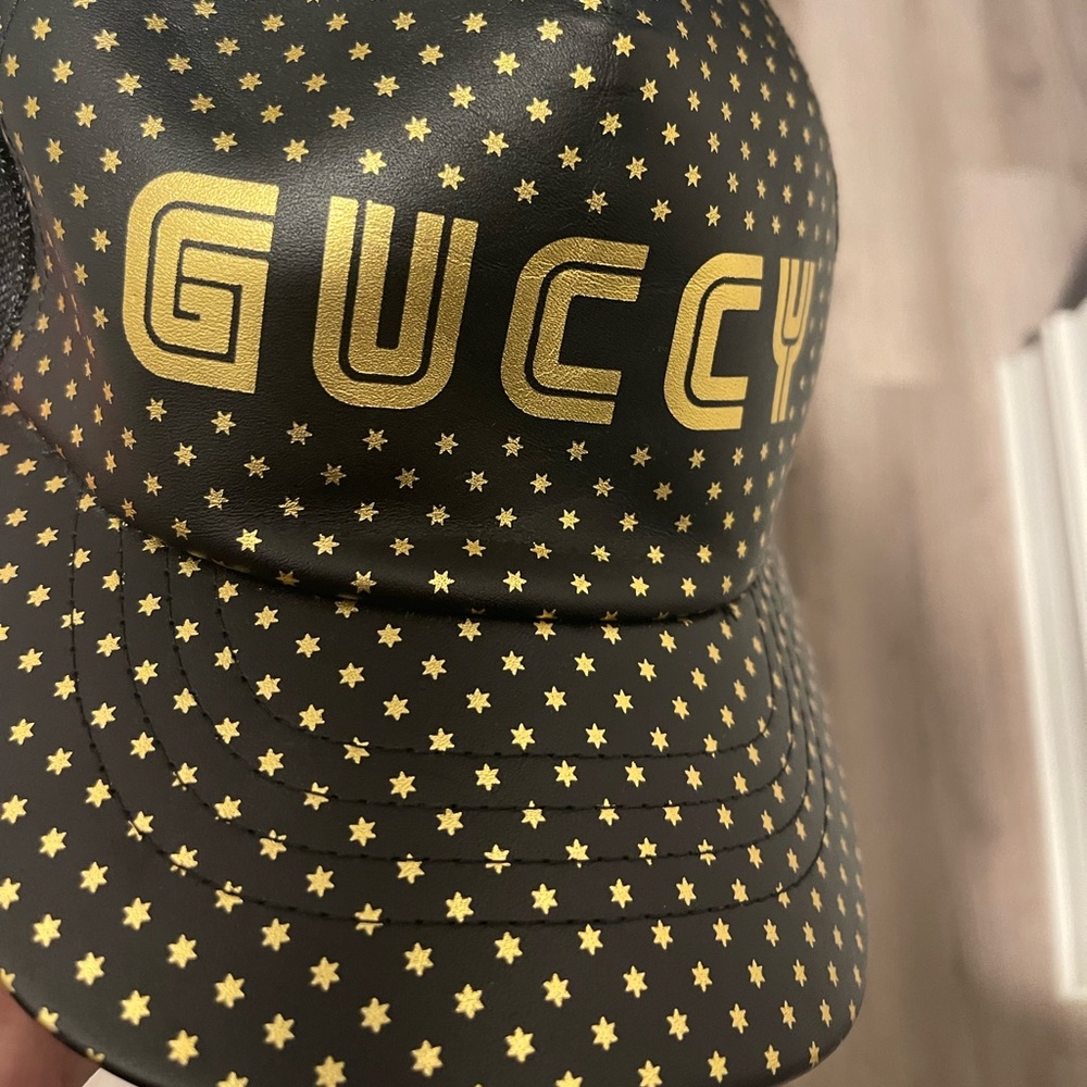 Gucci Guccy Star Leather Baseball Hat Size 60 XL